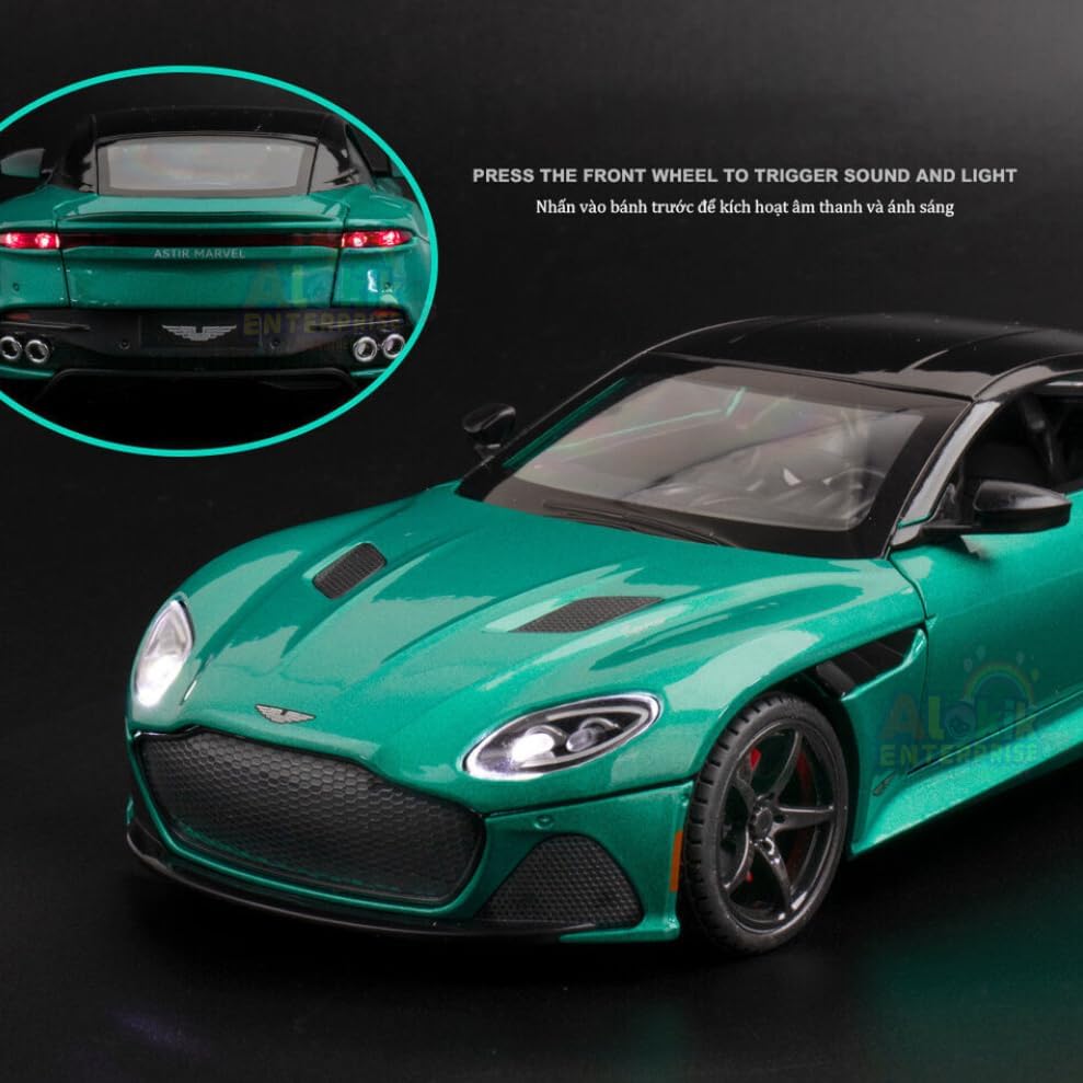 Aston Martin GT 1:24 Alloy Diecast Metal Toy Car Model Sound and Light Pull Back Collection Kids toy[3 Color available Any 1 Random Send ][22CM*9CM*8CM]