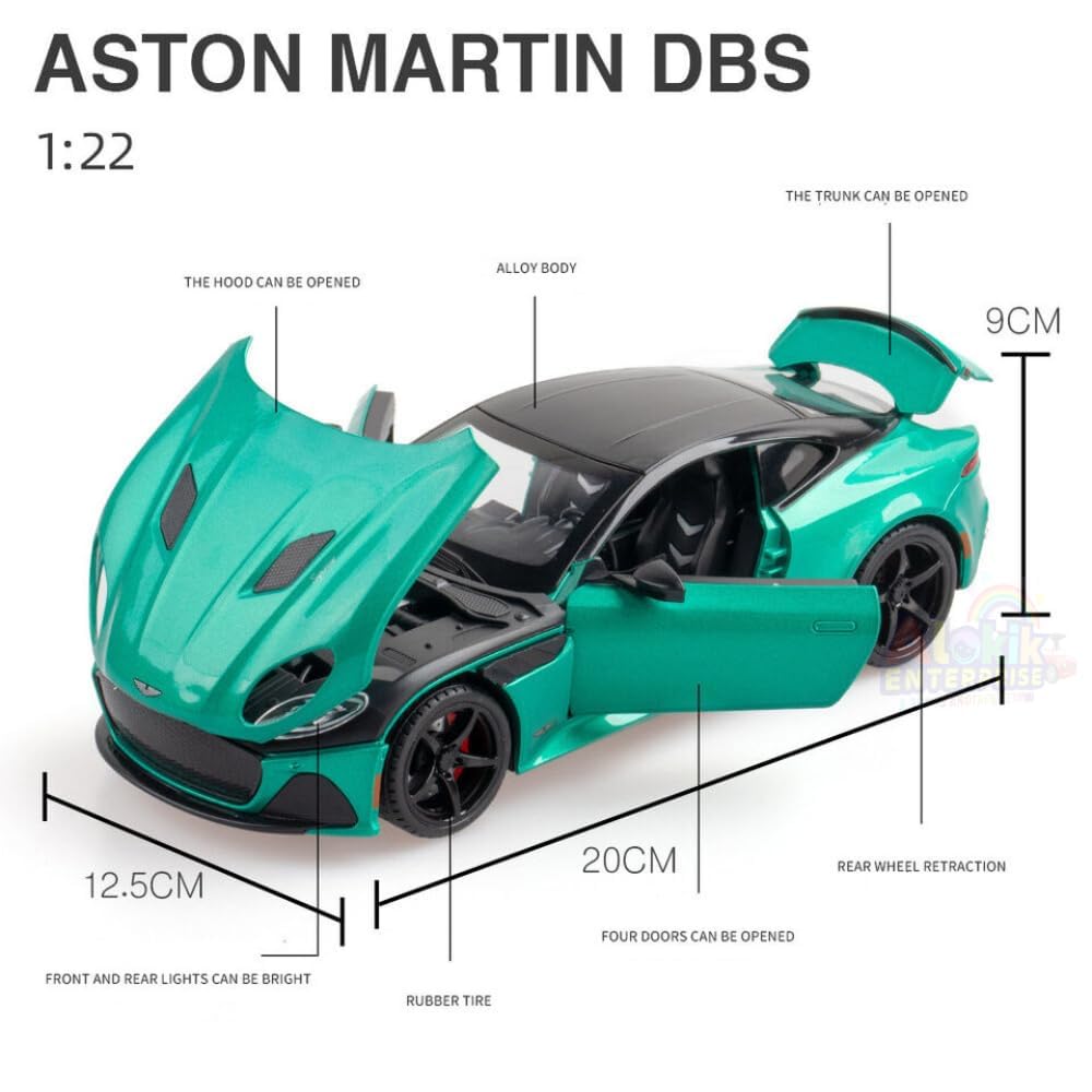 Aston Martin GT 1:24 Alloy Diecast Metal Toy Car Model Sound and Light Pull Back Collection Kids toy[3 Color available Any 1 Random Send ][22CM*9CM*8CM]