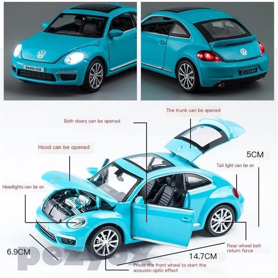 Volkswagen Beetle 1:32 Diecast Metal Toy car for Kids with Openable Doors & Light, Music Toy Vehicle for Kids【 MULTICOLOR 】