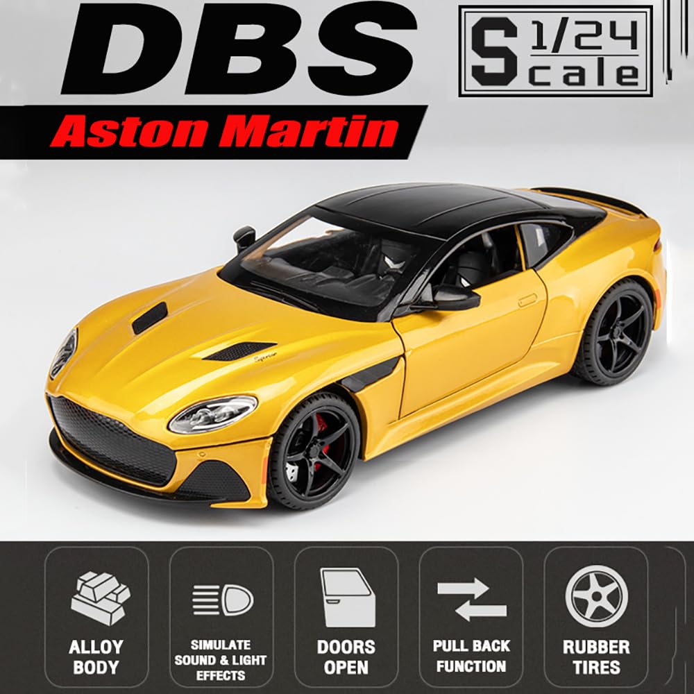 Aston Martin GT 1:24 Alloy Diecast Metal Toy Car Model Sound and Light Pull Back Collection Kids toy[3 Color available Any 1 Random Send ][22CM*9CM*8CM]