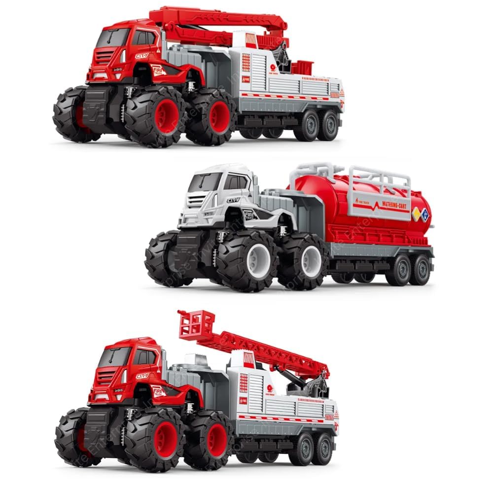 1:43 4WD Metal Toys Alloy Diecast Truck Set , Diecast Miniature Car Model (Pack of 3) (City Service Truck)