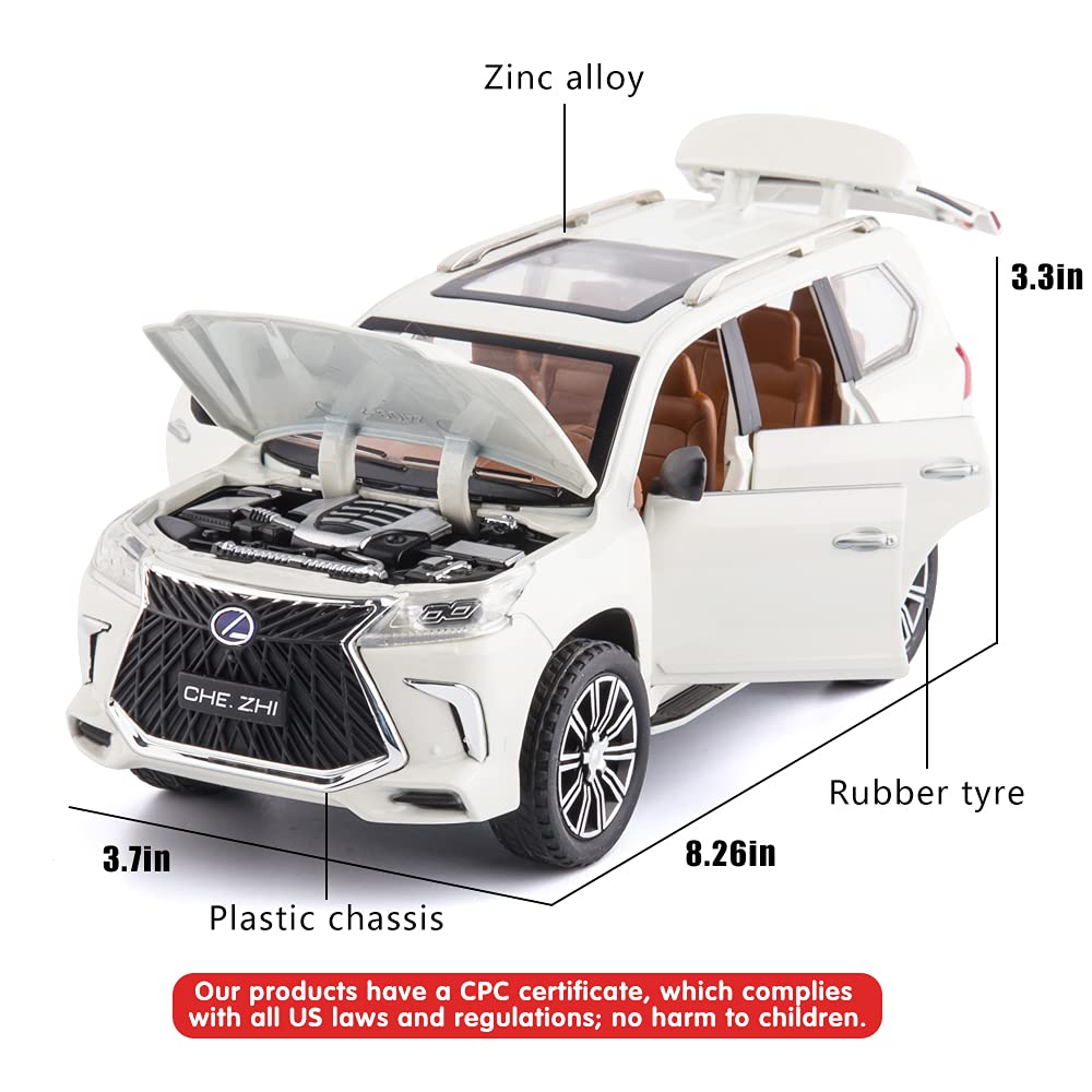 Lexus LX570 1:24 Diecast Metal Toy Car with Openable Door and Sound Light, Gifts Toys for Kids【 Multicolor 】