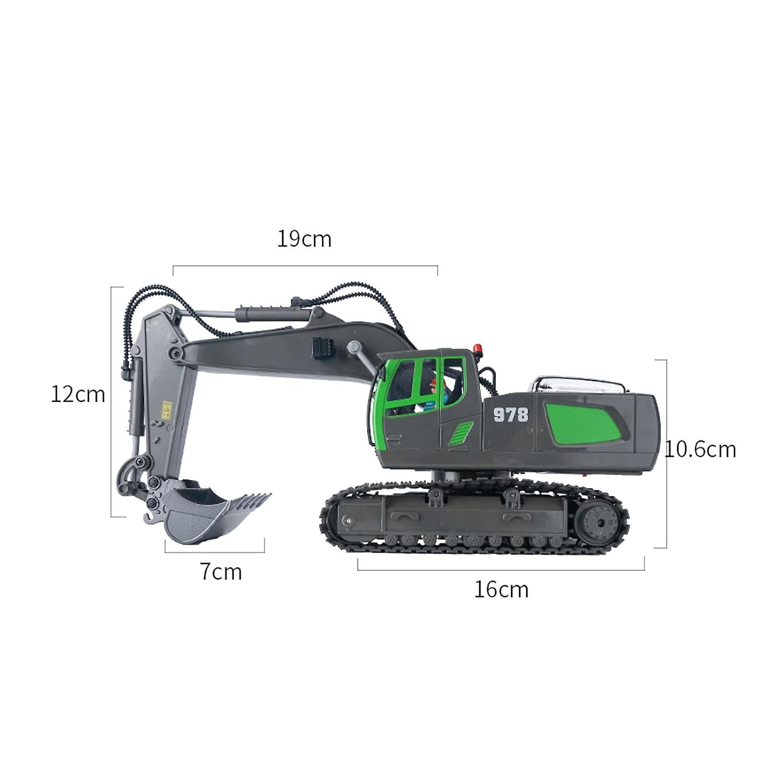 HUI NA Remote Control Excavator Toy 1:18 with 11 Channels/Lights/Sounds/Auto Demo/360° Rotation, 2.4Ghz Rc Construction Vehicles for Boys 8 Years Old Kids...