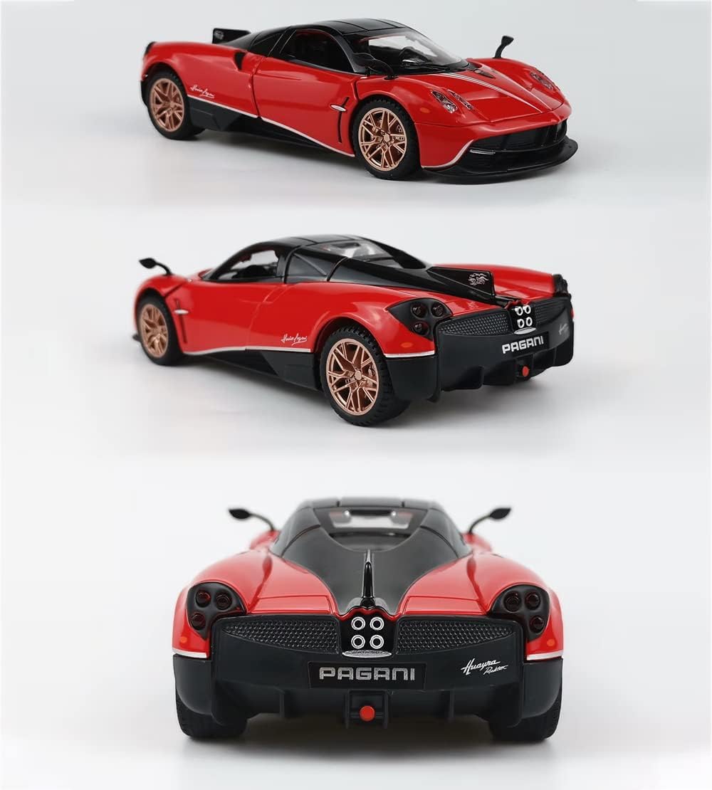 PAGANI HUAYRA 1:24 DIECAST METAL TOY CAR WITH OPENABLE DOOR AND SOUND LIGHT, GIFTS TOYS FOR KIDS【 MULTICOLOR 】[SIZE : 20.5CM* 8.8CM*5CM]