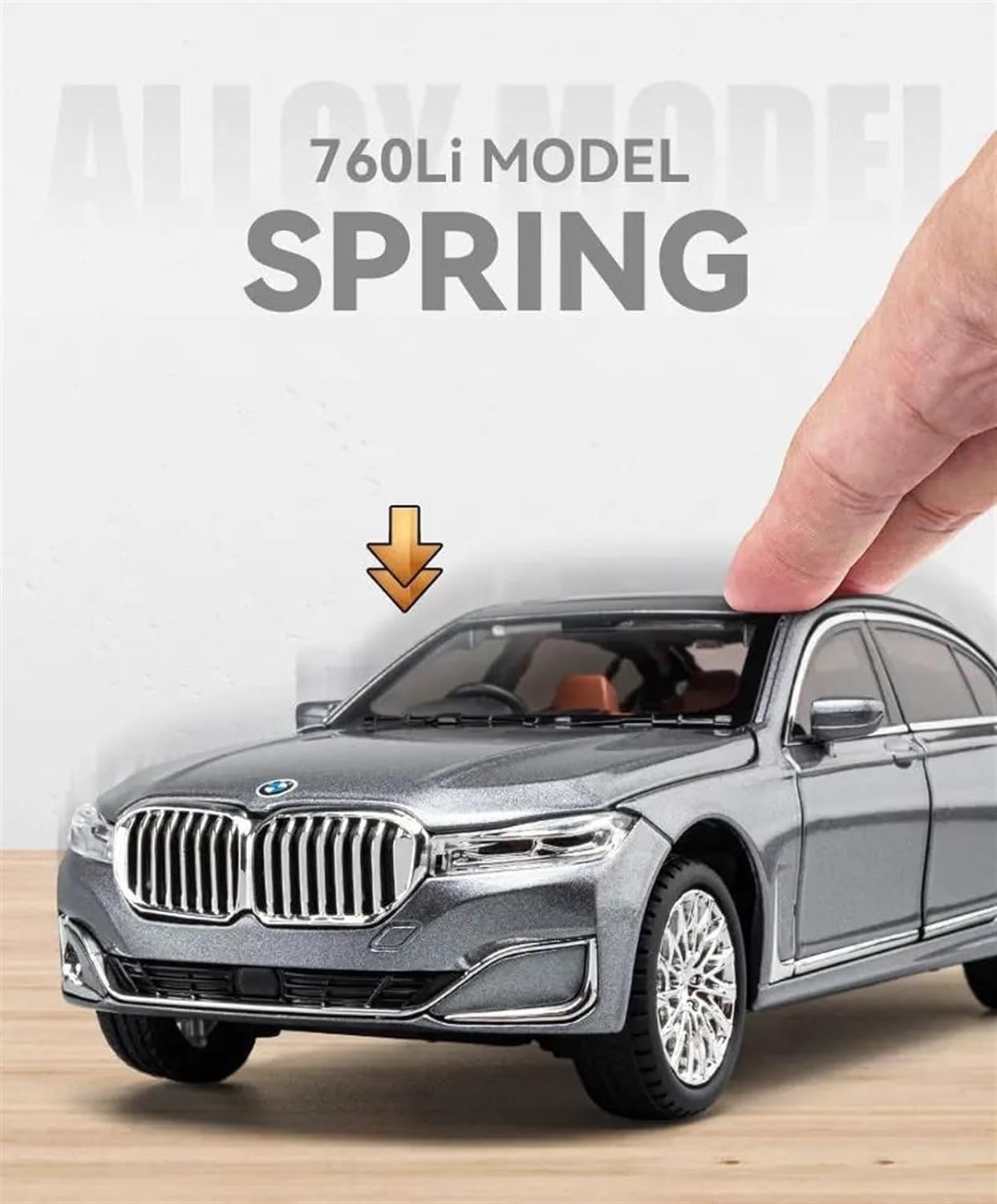 BMW 760Li 1:24 Diecast Metal Toy Car Pull Back with Openable Doors & Light, Music Toy Vehicle for Kids (Multicolour :- Black, White, Gray, Blue) [SIZE:-21 CM*9CM*8.5CM】