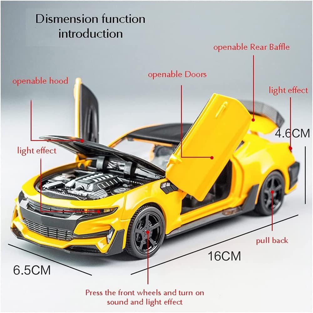 Chevy Camro 1:32 Diecast Metal Toy Car For Kid Sound And Light (Multicolour :- Yellow,Blue,Black)