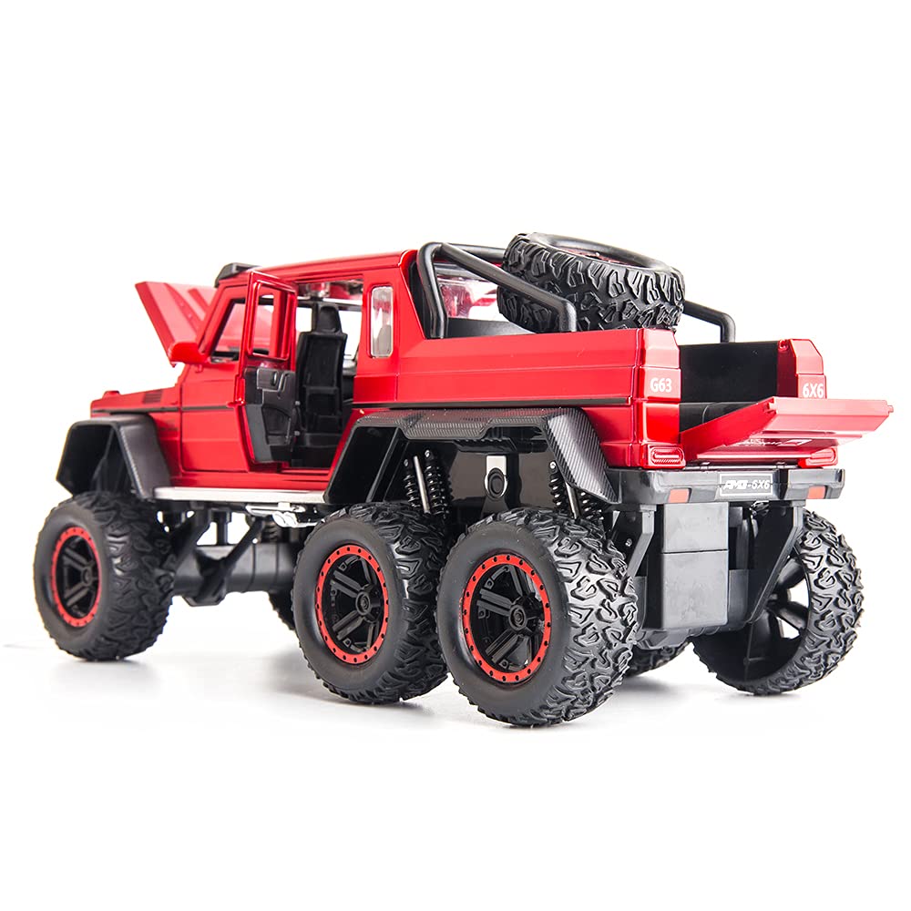 Mercedes Benz G63 6x6 1:22 Diecast Metal Toy Car (Muticolour :- Red, Black, White) [Size : 21Cm*9Cm*10Cm]