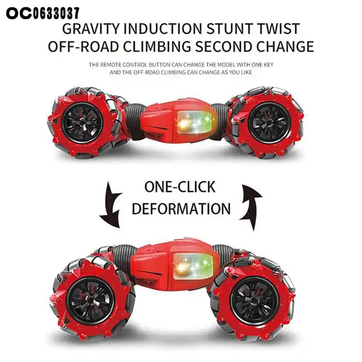 R/C Rechargeable 4WD Gesture Controlled 360° Twisting Traverse Off-Road Monster Truck Stunt Car with Watch Induction Remote Lights & Music