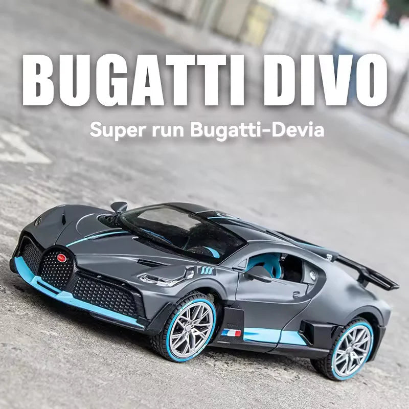 BUGATTI DIVO 1:24 DIECAST METAL TOY CAR (MULTICOLOUR :- GRAY, RED, WHITE)