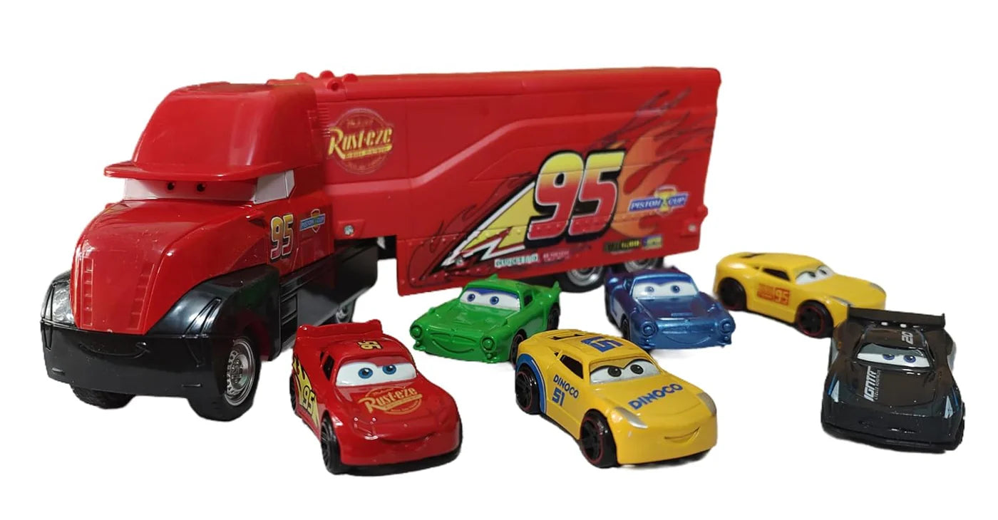 SET OF 7 PIXAR CARS 3 LIGHTNING MCQUEEN JACKSON STORM MACK UNCLE TRUCK 1:55 ALLOY TOY TRUCK CARS BEST TOY GIFT FOR KIDS- PACK OF 7, MULTICOLOR