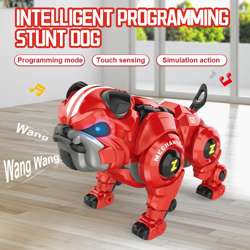 Remote Control Robot Rechargeable Programing Stunt Robo Dog with Sing, Dance, Touch Function, Robotic Dog Toy for Boys Ages 5 6 7 8 9 10+ Birthday Gifts, Red