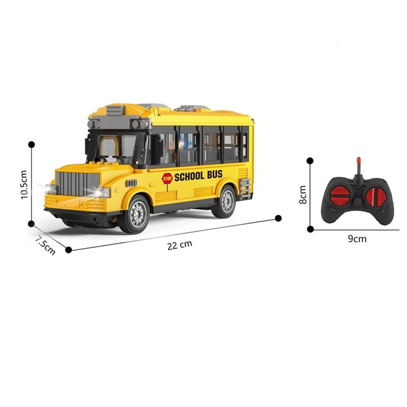 Parentroved-App 4CH RC Ambulance Toy - Yellow School Bus Vehicle with Lights and Sound RC School Bus - 1/30 Scale Remote Control Toy for Kids