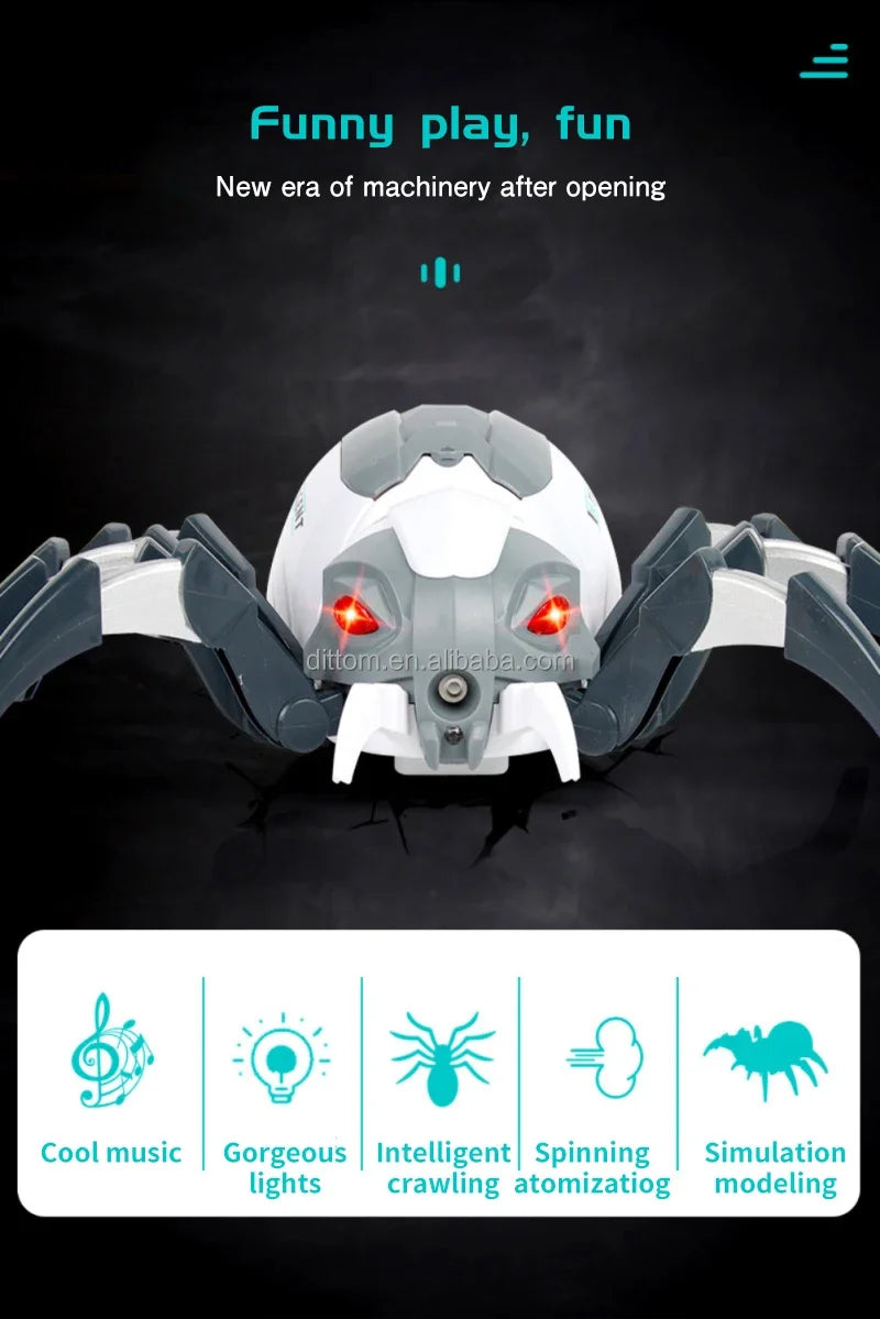 Remote Control Spider Realistic Robot Spider with Spray Light Sound RC Robot Toy