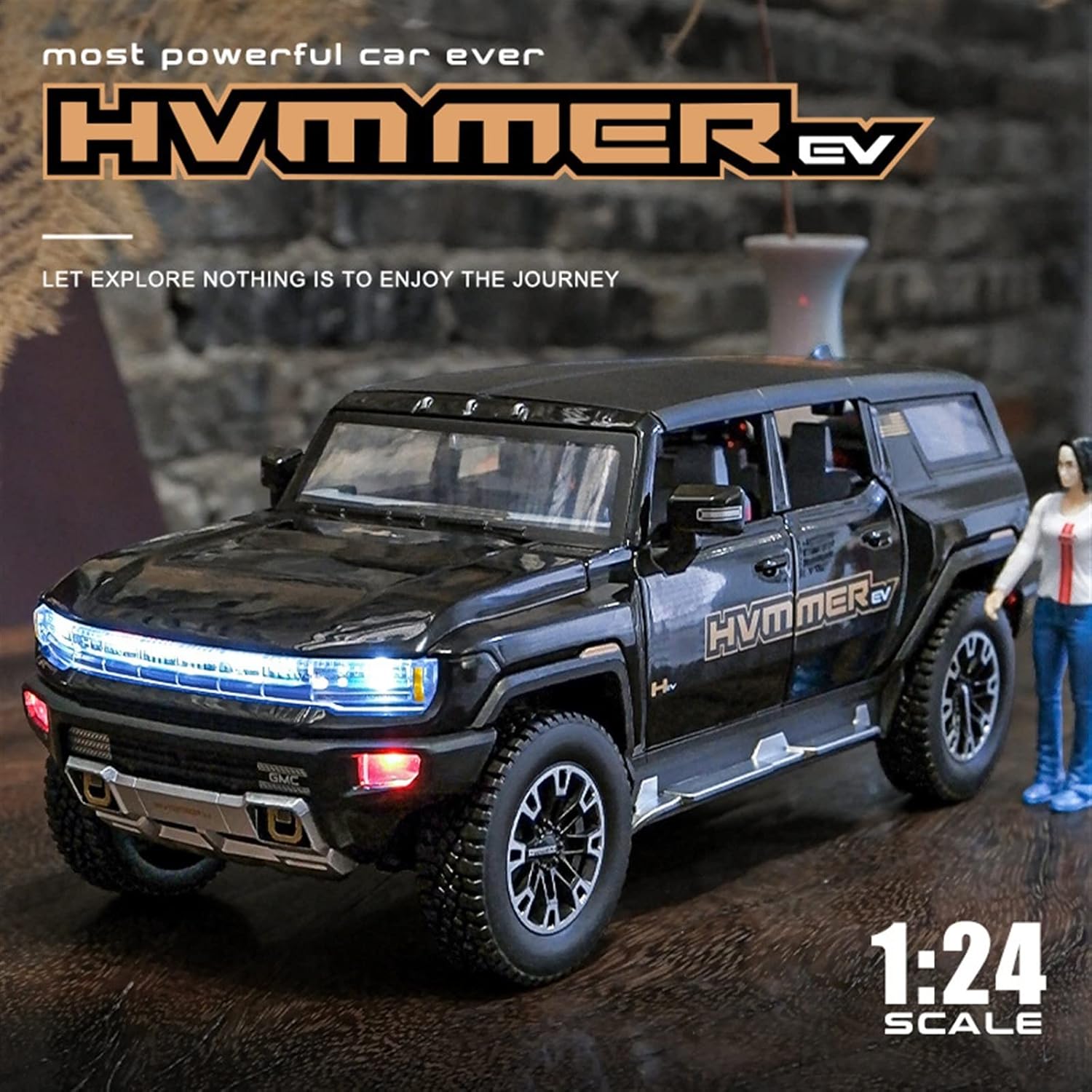 HUMMER EV 1:24 DIECAST METAL TOY CAR WITH OPENABLE DOORS & LIGHT, MUSIC BOYS CAR FOR KIDS BEST TOYS GIFTS TOYS FOR KIDS [SIZE:-22CM*8.4CM*7.9CM]【 MULTICOLOR 】