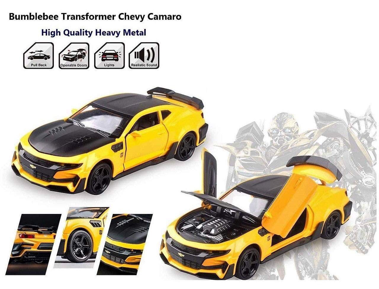 Chevy Camro 1:32 Diecast Metal Toy Car For Kid Sound And Light (Multicolour :- Yellow,Blue,Black)