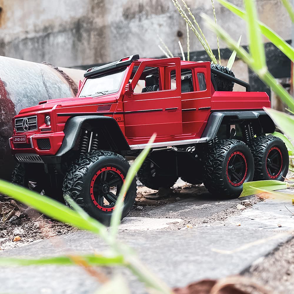 Mercedes Benz G63 6x6 1:22 Diecast Metal Toy Car (Muticolour :- Red, Black, White) [Size : 21Cm*9Cm*10Cm]