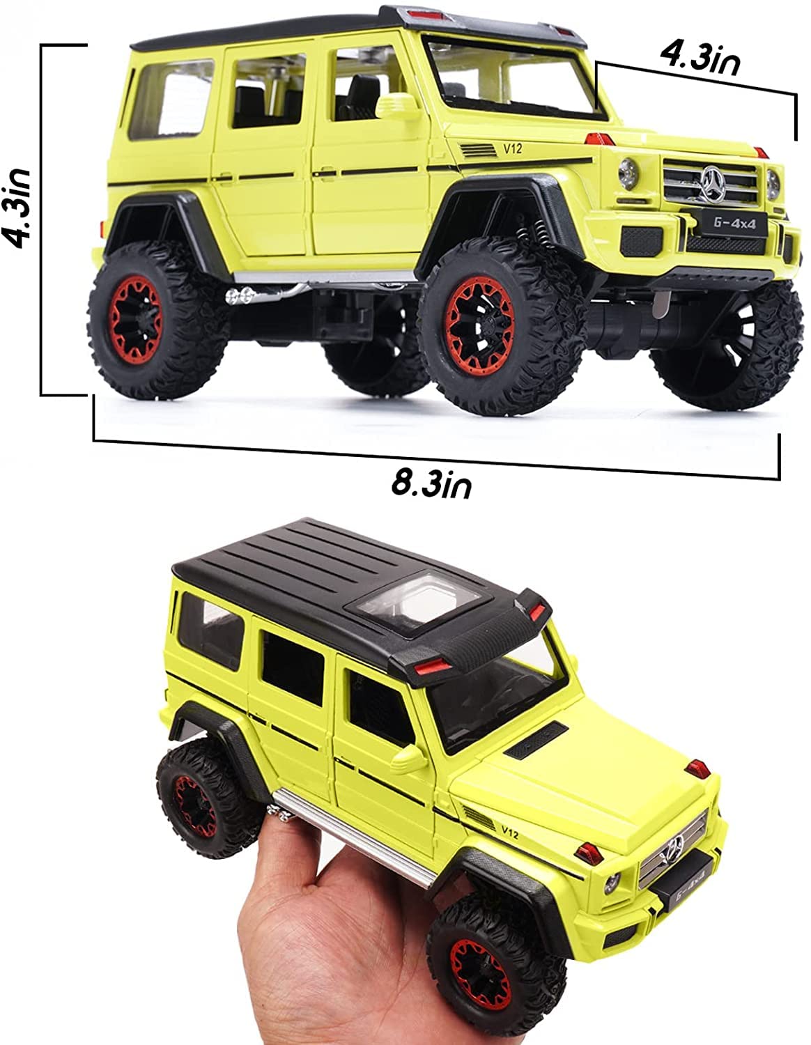 Mercedes AMG G500 4X4 1:24 Diecast Metal Car (Multicolour :- Black, White, Yellow) [Size : 21Cm*11Cm*10Cm]