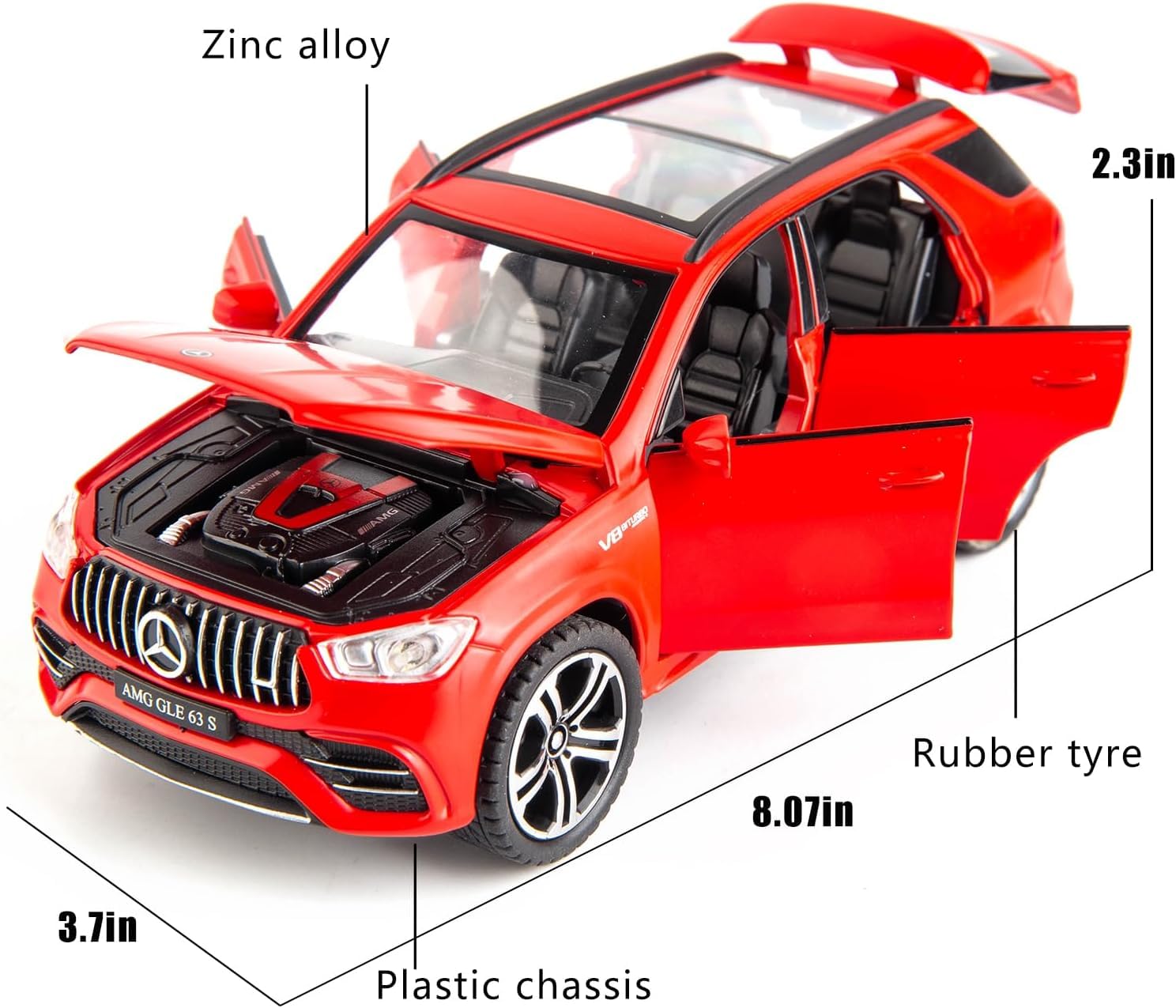 Mercedes Benz AMG GLE G63S 1:32 Diecast Pull Back Toy Car Model with Sound Light Boys Gifts Toys for Kids 【 MULTICOLOR 】