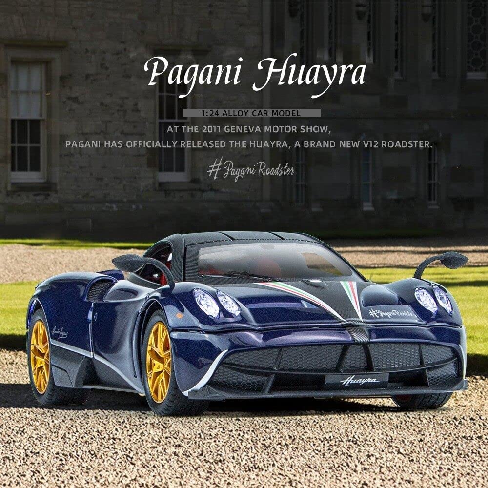 PAGANI HUAYRA 1:24 DIECAST METAL TOY CAR WITH OPENABLE DOOR AND SOUND LIGHT, GIFTS TOYS FOR KIDS【 MULTICOLOR 】[SIZE : 20.5CM* 8.8CM*5CM]