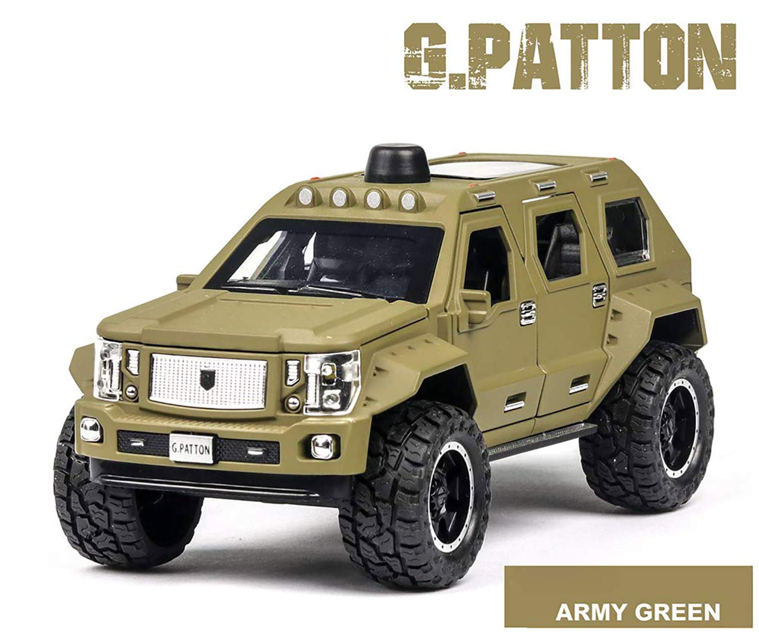 G Patton 1:24 Diecast Metal Toy Car Openable Door and Sound Light, Gifts Toys for Kids (Multicolor, Pack Of1)