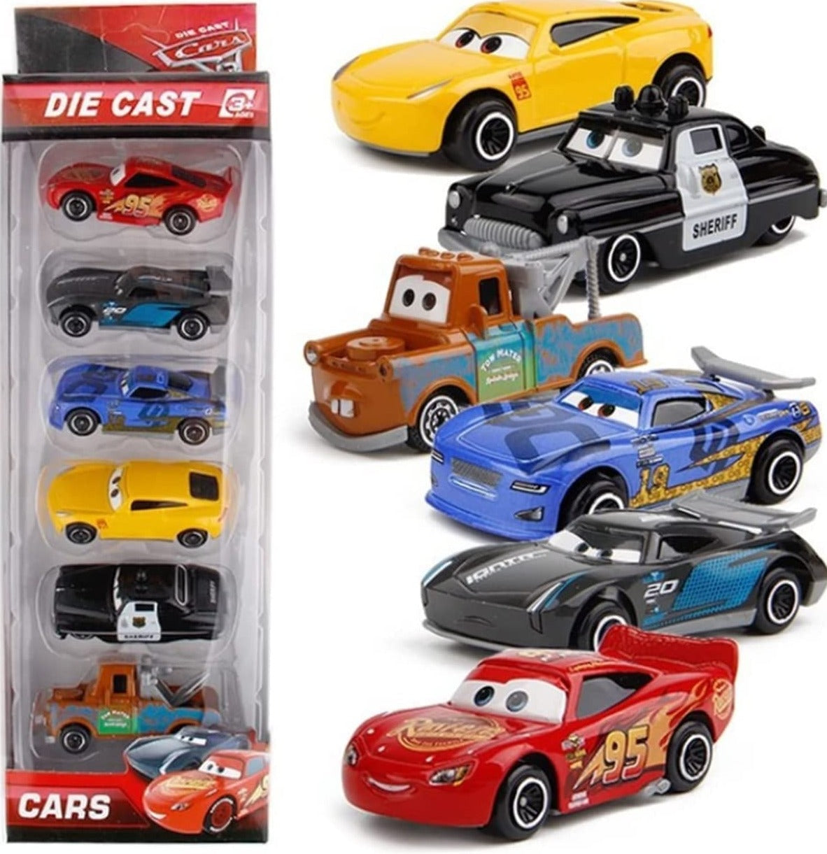 Cars Push and Go Play Set - Unbreakable Matel Mini Pull Back Movie Vehicles Racing Cars for Kids, Suitable for Outdoor, Indoor for Toddlers(Pack of 6)