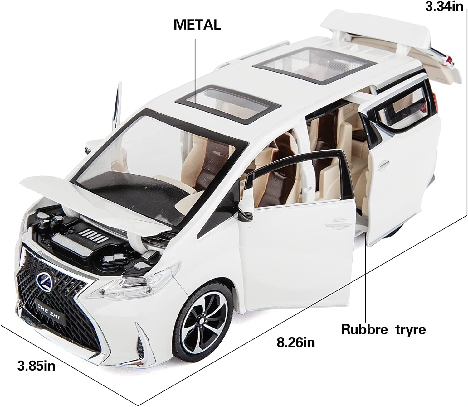 TOYOTA LEXUS LM300 1:32 DIECAST METAL TOY CAR WITH OPENABLE DOORS & LIGHT, MUSIC BOYS CAR FOR KIDS BEST TOYS GIFTS TOYS FOR KIDS [SIZE:-17.5CM*6CM*6CM]【 MULTICOLOR 】