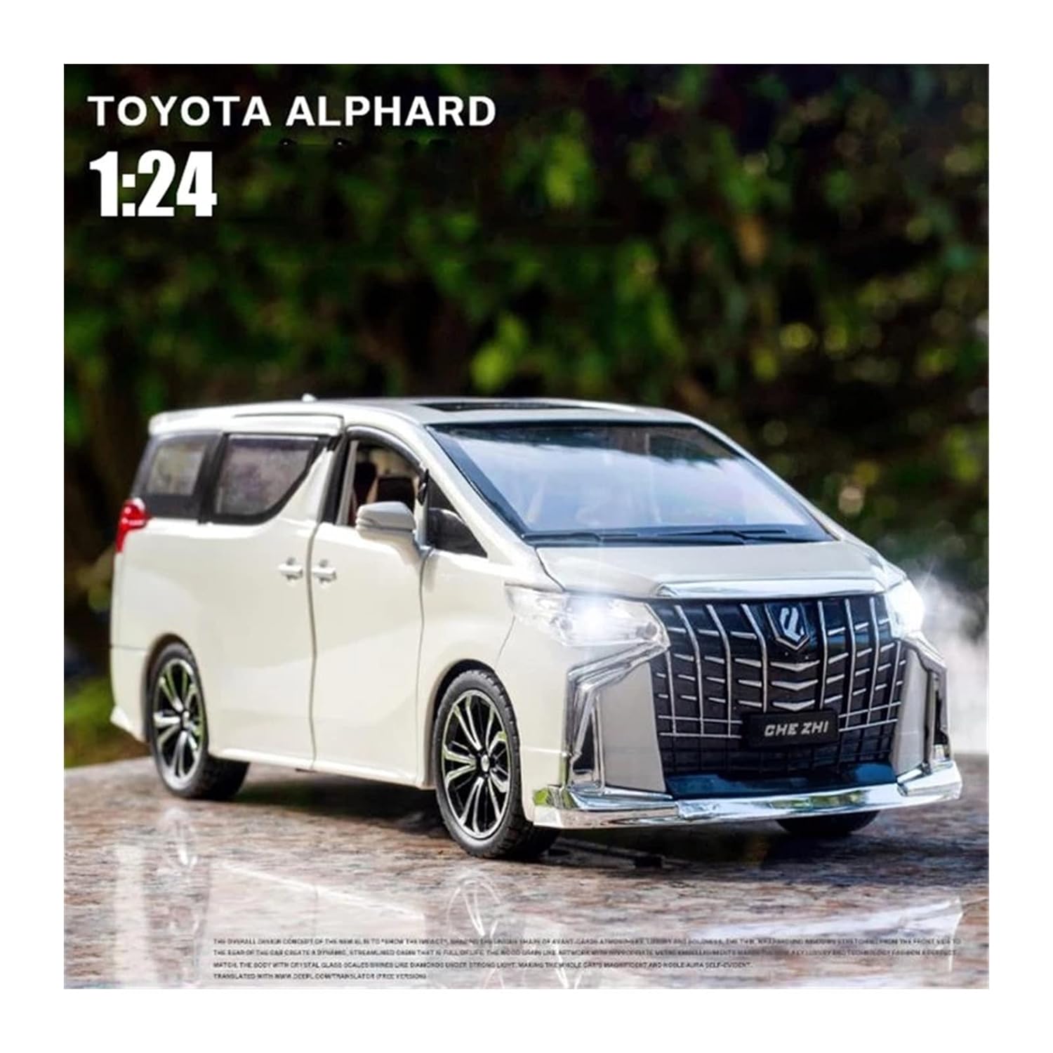 Toyota Alphard 1:24 Diecast Metal Toy Car with Openable Door and Sound Light, Gifts Toys for Kids【 Multicolor 】[Size : 20.5Cm* 9Cm*7.5Cm]