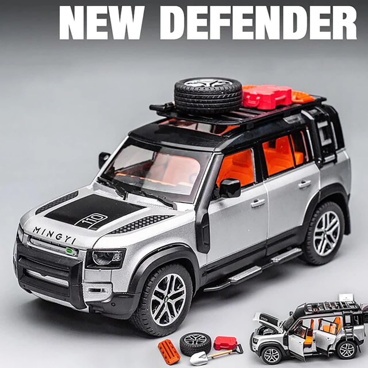 Defender Big Size 1:24 Diecast Metal Toy Cars with Sound and Light for Kids Boy Girl Gift and (Multi Color)