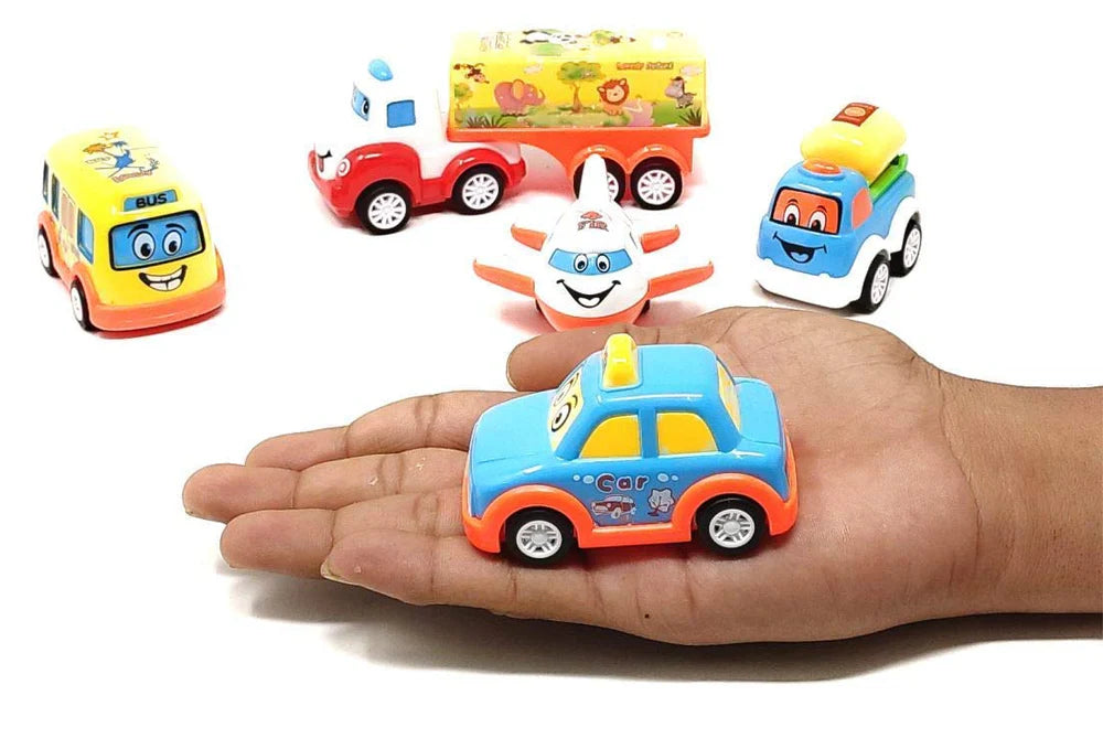 UNBREAKABLE TRANSPORTATION VEHICLE BABY CAR TOY FOR 1 YEAR OLD BOY PUSH AND GO VEHICLES FRICTION TOY CARS SET OF 5 TOY FOR KIDSMULTICOLOR (SET OF 5)