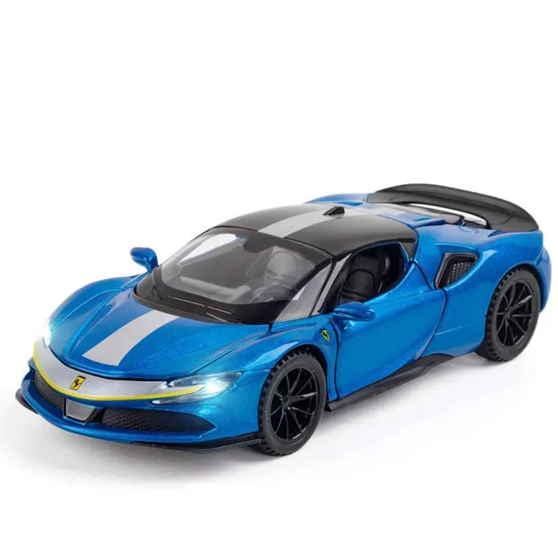 FERRARI SF90 1:32 DIECAST METAL TOY CAR (MULTICOLOUR  :- RED, YELLOW, BLACK, BLUE)