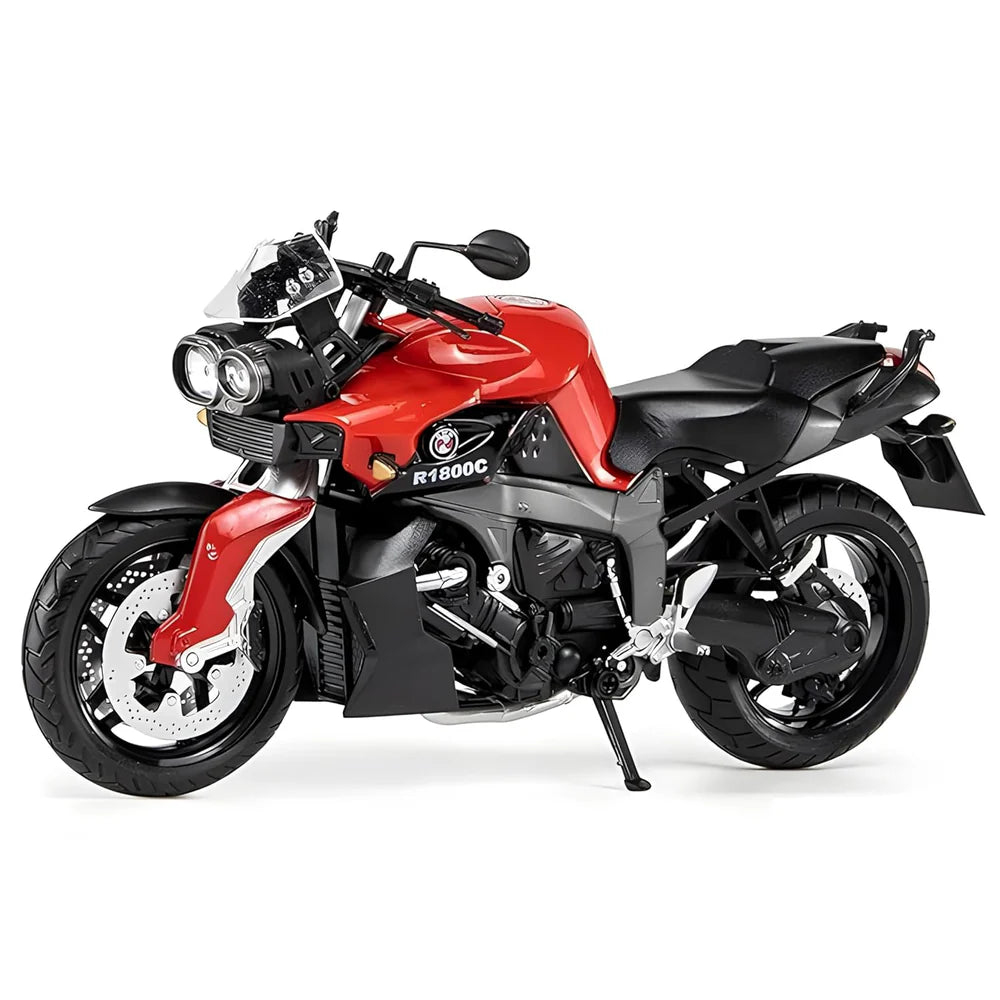 BMW R1800C DIE-CAST 1:12 SCALE MOTORCYCLE MODEL WITH MOVING HANDLE AND REAR WHEEL SUSPENSION, RUBBER TIRES BIKE BEST BIRTHDAY GIFT FOR KIDS (COLOR AS PER STOCK)