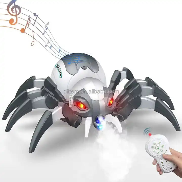 Remote Control Spider Realistic Robot Spider with Spray Light Sound RC Robot Toy