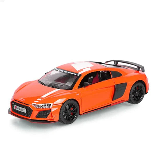 AUDI R8 V10 1:24 DIECAST METAL TOY CAR (MULTICOLOUR :-GREEN, BLACK, ORANGE, RED)