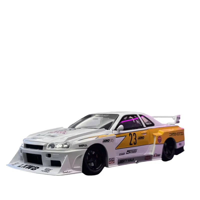 LBWK Nissan E-R34 Super Silhouette Skyline GTR 1:24 Diecast Metal Toy Car