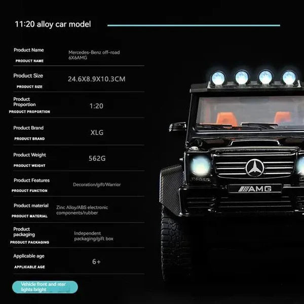 MERCEDES BENZ 6X6 AMG 1:24 DIECAST METAL TOY CAR (MULTICOLOUR :- BLACK, GOLDEN, WHITE)