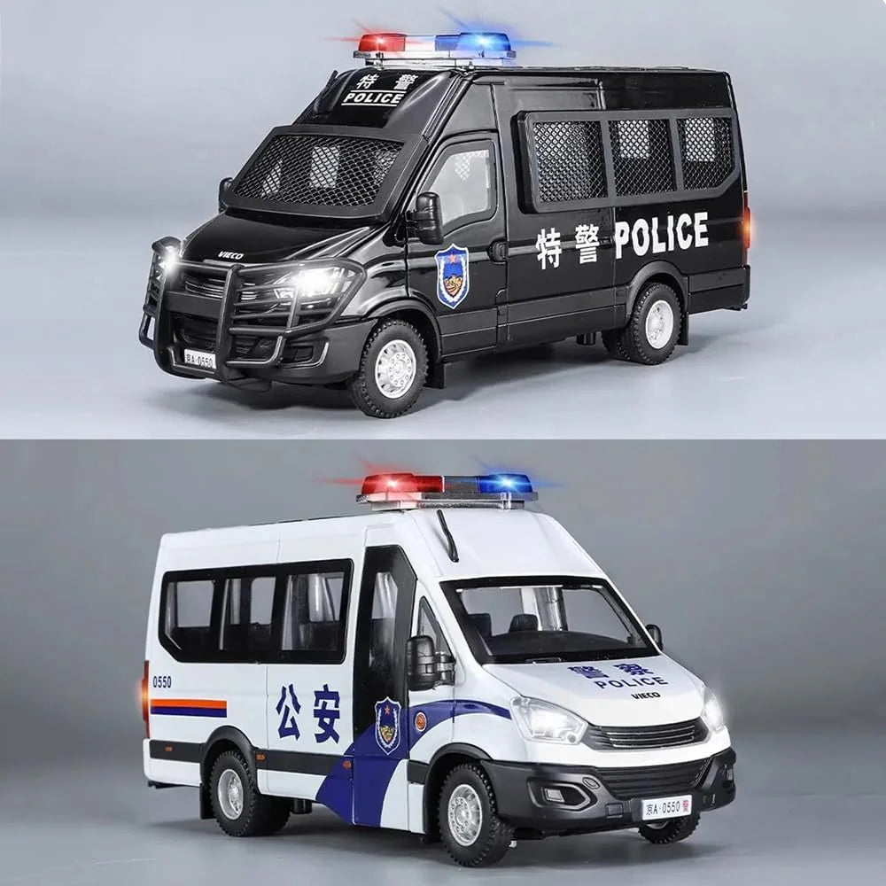 BIG SIZE POLICE VAN 1:24 DIECAST METAL TOY CAR (MULTICOLOUR :- BLACK, WHITE)