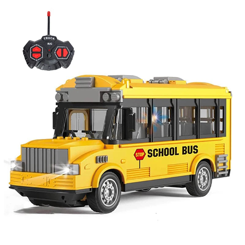 Parentroved-App 4CH RC Ambulance Toy - Yellow School Bus Vehicle with Lights and Sound RC School Bus - 1/30 Scale Remote Control Toy for Kids