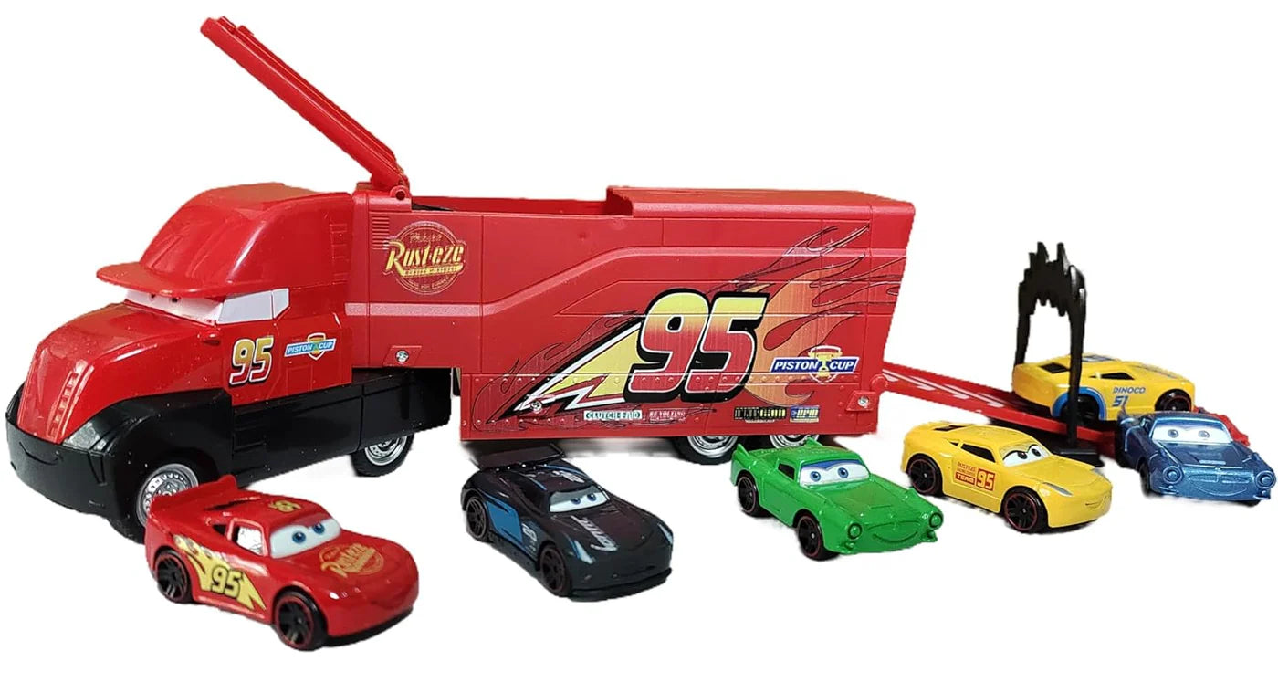 SET OF 7 PIXAR CARS 3 LIGHTNING MCQUEEN JACKSON STORM MACK UNCLE TRUCK 1:55 ALLOY TOY TRUCK CARS BEST TOY GIFT FOR KIDS- PACK OF 7, MULTICOLOR