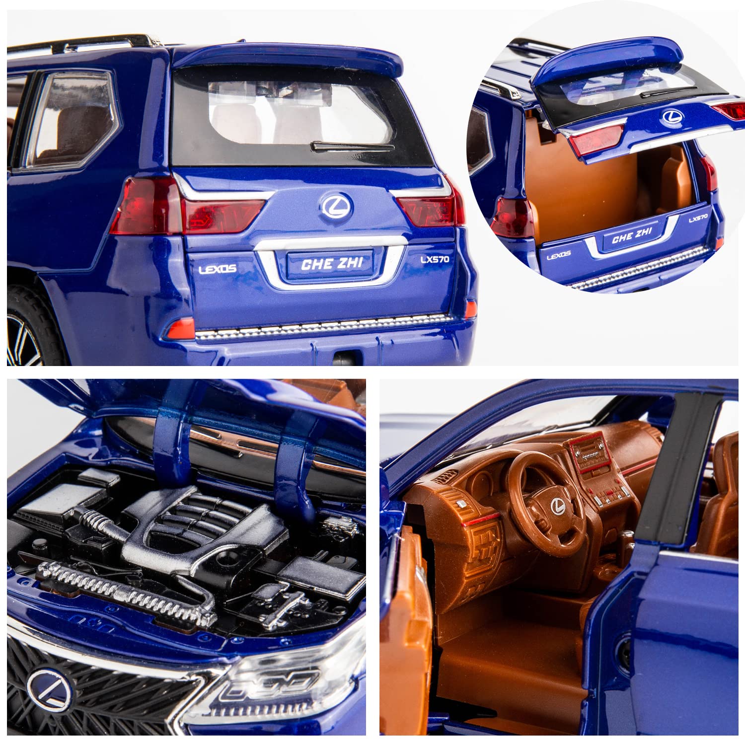 Lexus LX570 1:24 Diecast Metal Toy Car with Openable Door and Sound Light, Gifts Toys for Kids【 Multicolor 】