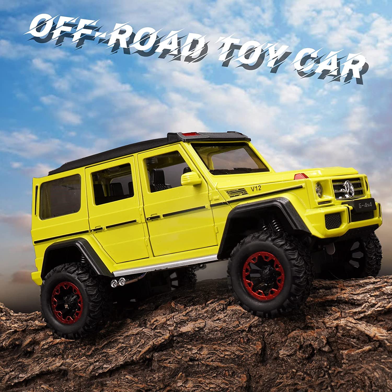 Mercedes AMG G500 4X4 1:24 Diecast Metal Car (Multicolour :- Black, White, Yellow) [Size : 21Cm*11Cm*10Cm]