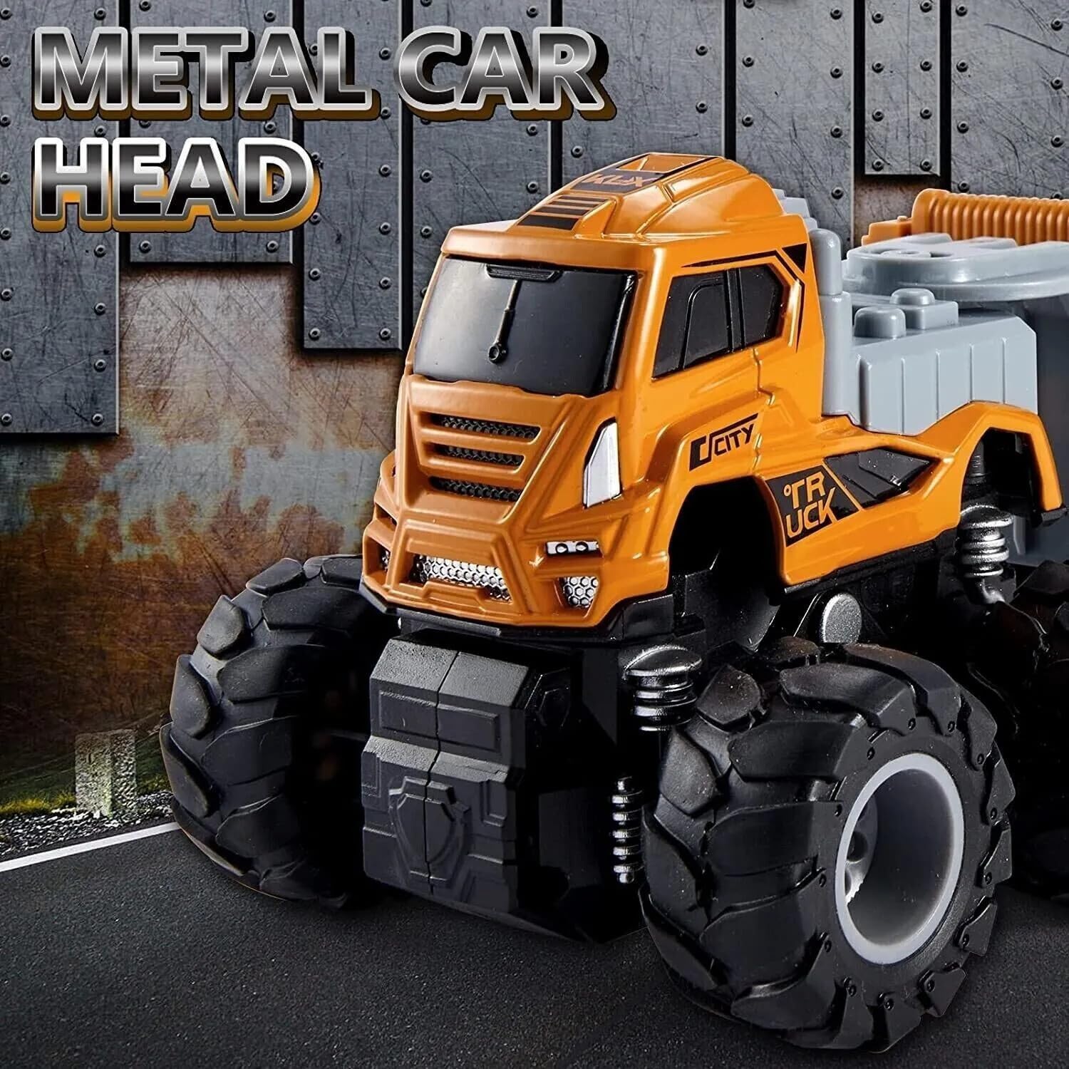 Excavator Toy Metal Head Bulldozer Long Crane Truck Friction Powered Engineering Vehicle Model Construction Toy for 2 3 4 5 Years Old Boy and Girl