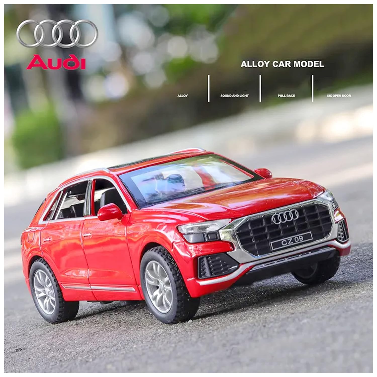 Audi Q8 1:24 Diecast Metal Toy Car Openable Doors Light Sound Multicolour (Pack Of 1)