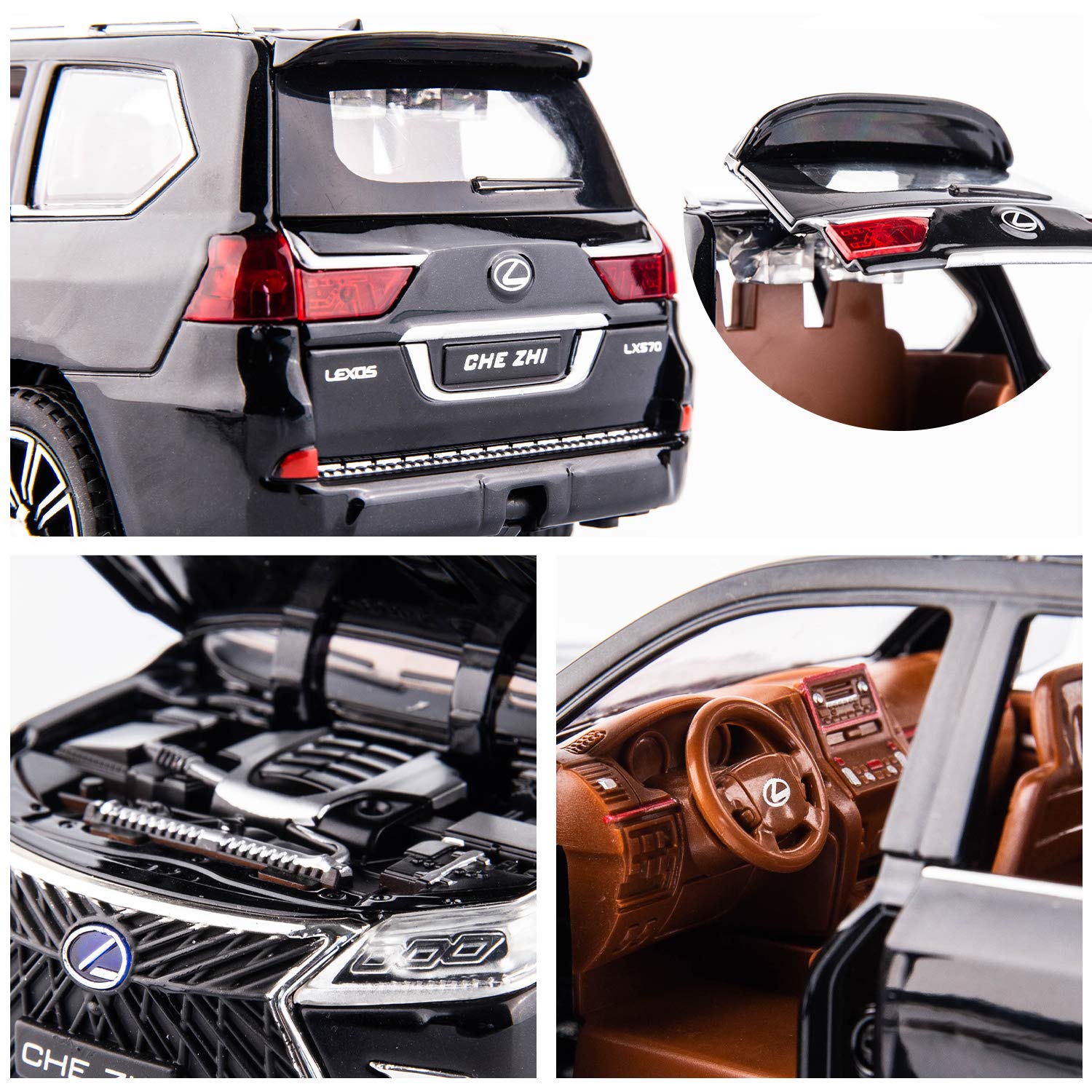 Lexus LX570 1:24 Diecast Metal Toy Car with Openable Door and Sound Light, Gifts Toys for Kids【 Multicolor 】