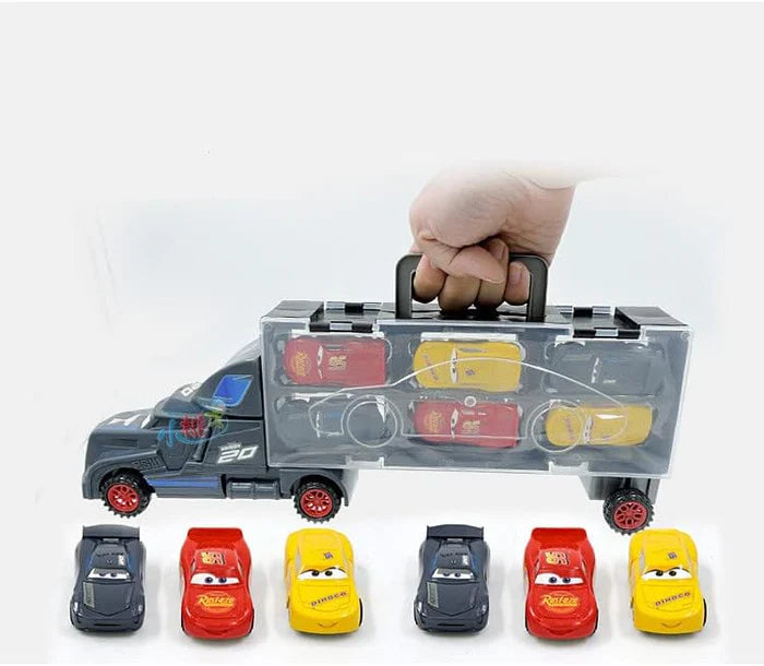 TOYS ALLOY CONTAINER TRUCK WITH MINI METAL CARS, TRANSPORT TRUCKS FOR KIDS1 TRUCK & 6 CARS,VEHICLE LEARNING GIFT TOYS FOR TODDLERS(MULTICOLOR, PACK OF: 1)