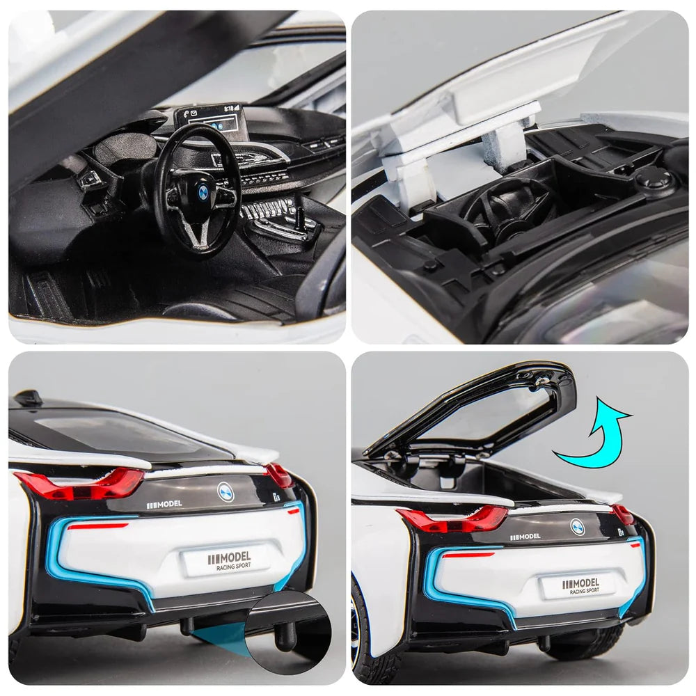 COMPATIBLE FOR BMW I8 1:24 DIECAST METAL TOY CAR (MULTICOLOUR :- WHITE, BLACK )