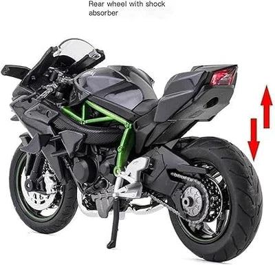 MOTORCYCLE KAWASAKI NINJA H2-R 1/12 METAL TOY BIKE, PULL BACK VEHICLES SUPERBIKE WITH TAIL LIGHTS AND SOUND FOR KIDS [Size : 22Cm*12.8Cm*9Cm]