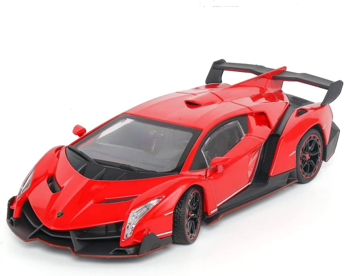 LAMBORGHINI VENENO 1:24 DIECAST METAL TOY CAR (MULTICOLOUR :- RED, WHITE GRAY)