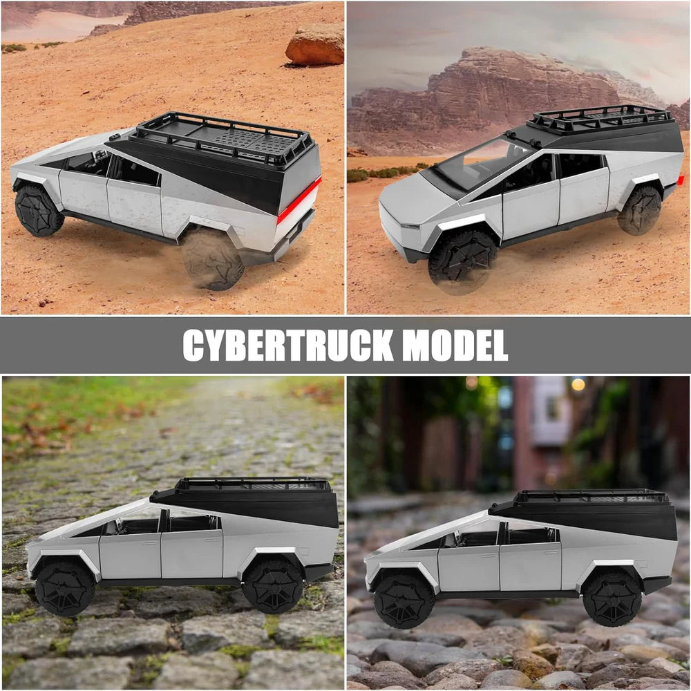 TESLA CYBERTRUCK CAMPING VEHICLE 1:24 DIECAST METAL TOY CAR ( MULTICOLOUR :- BLACK, GREEN , GRAY)