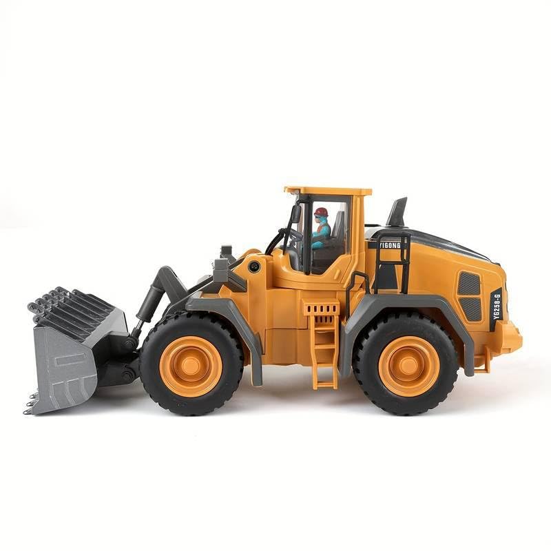 RC BULLDOZER TOY 1/24 SCALES 9 CHANNEL HIGH SIMULATION CONSTRUCTION VEHICLE TOY WITH LED LIGHT & SOUND 2.4G RC CONSTRUCTION TRUCK TOY USB RECHARGEABLE RC TRUCK TOY FOR KIDS 3+-MULTICOLOR