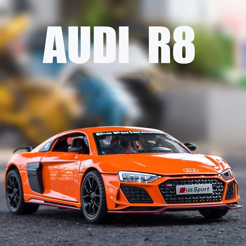 AUDI R8 V10 1:24 DIECAST METAL TOY CAR (MULTICOLOUR :-GREEN, BLACK, ORANGE, RED)